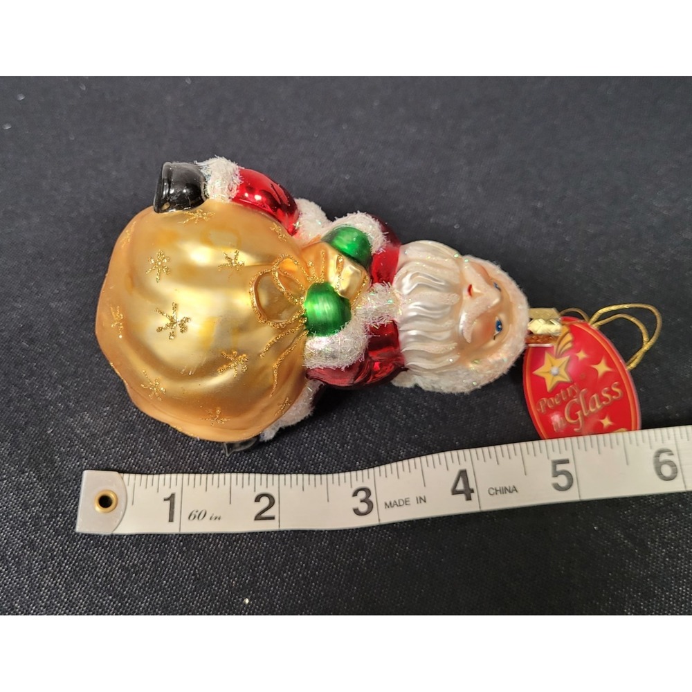 Kathe Wohlfahrt Poetry in Glass Santa with Bag of Gifts Christmas Ornament - Picture 6 of 6